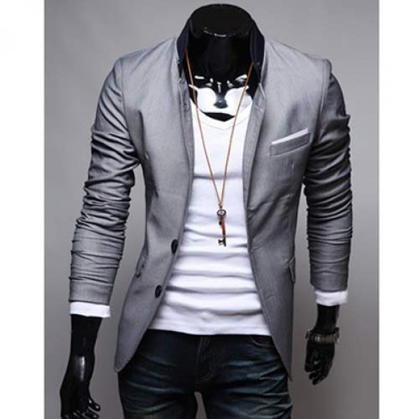 Veste Homme Fashion jacket Men Suit slim fit Gris clair